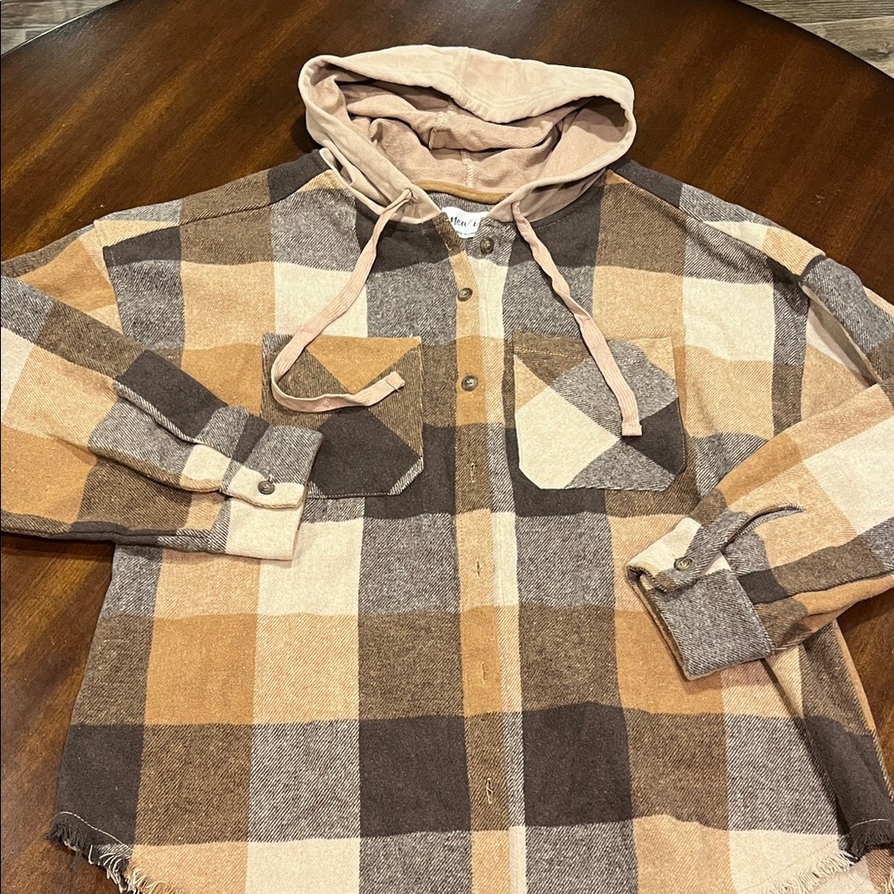 Plaid Hooded Flannel Shacket/Shirt